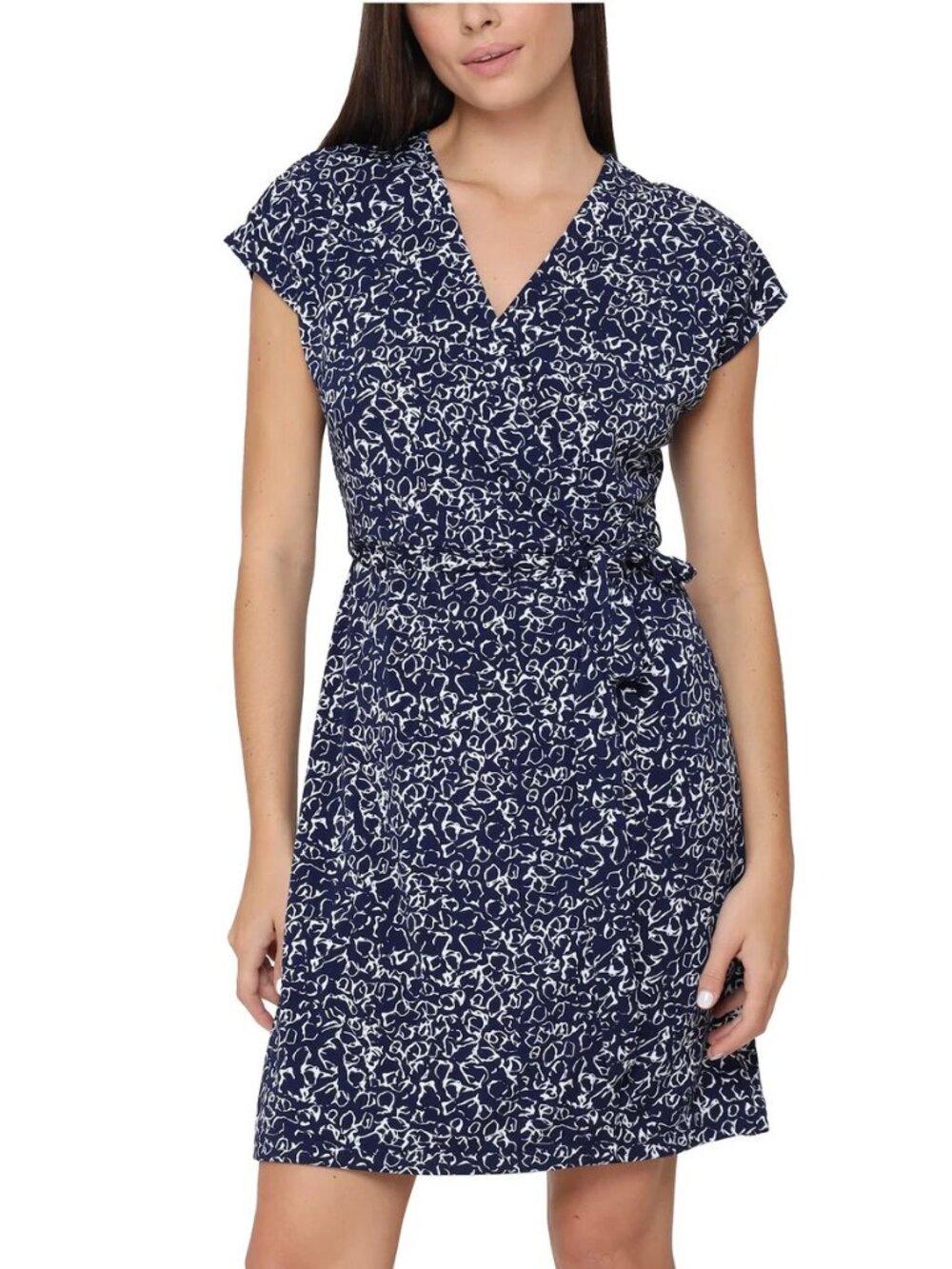 Nicole Miller Women's Faux Wrap Dress Navy White NWT XXL